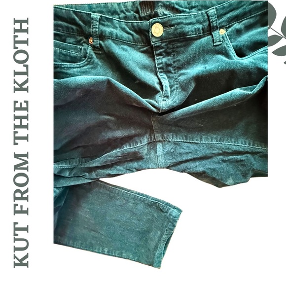 Kut From The Kloth Catherine Corduroy Boyfriend Pants - Jewel Tone Green Size 16 - Picture 8 of 11